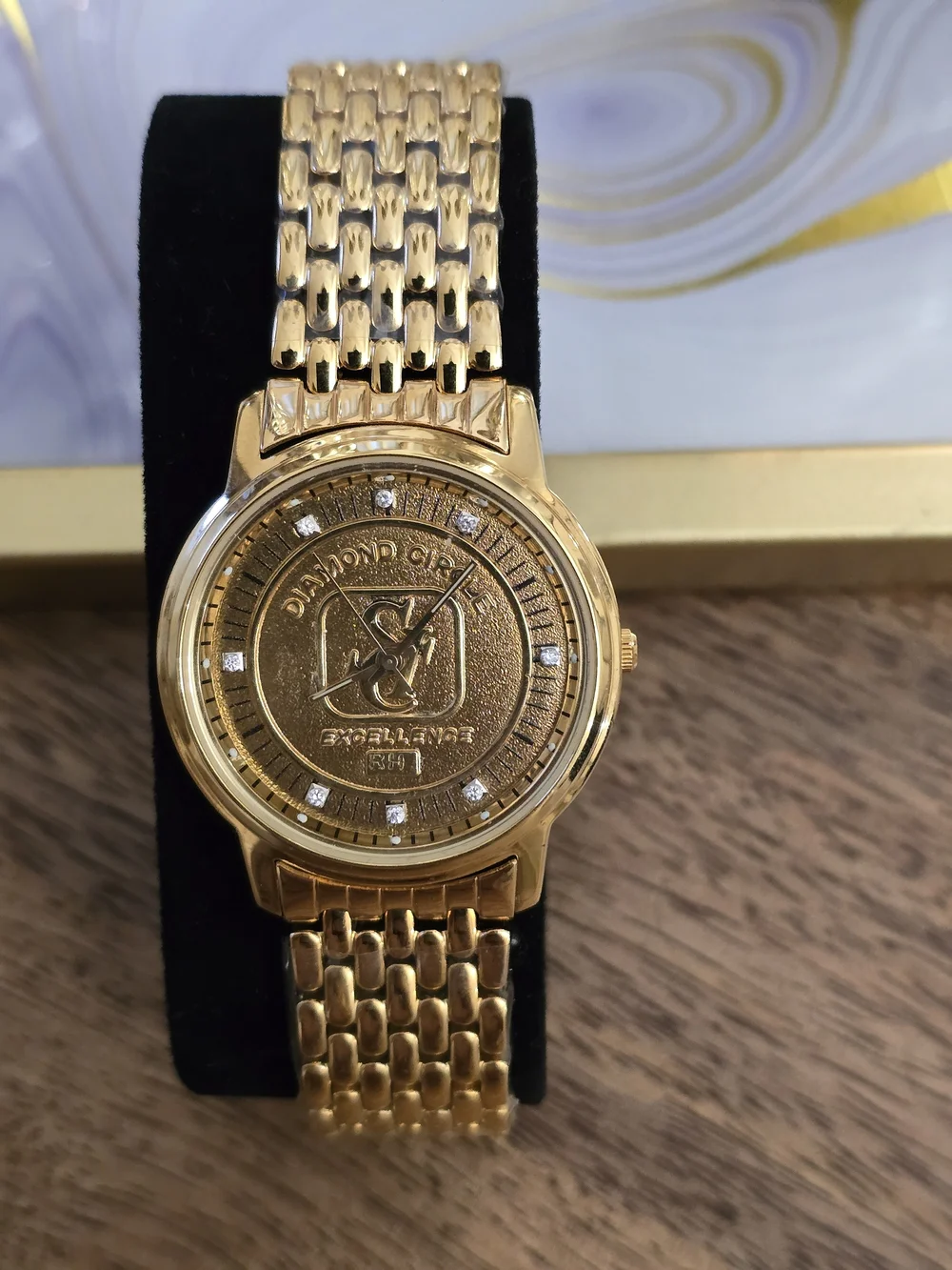 Gold-Tone Men's Dress Watch Dimond Circle